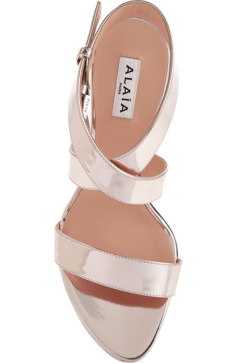 Alaïa Mirror Finish Cone Heel Sandal, Alternate, color, Blush/ Argent
