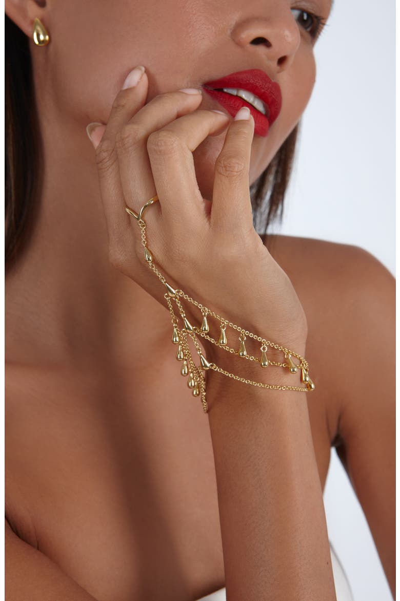 Drop Hand Chain, Alternate, color, Gold
