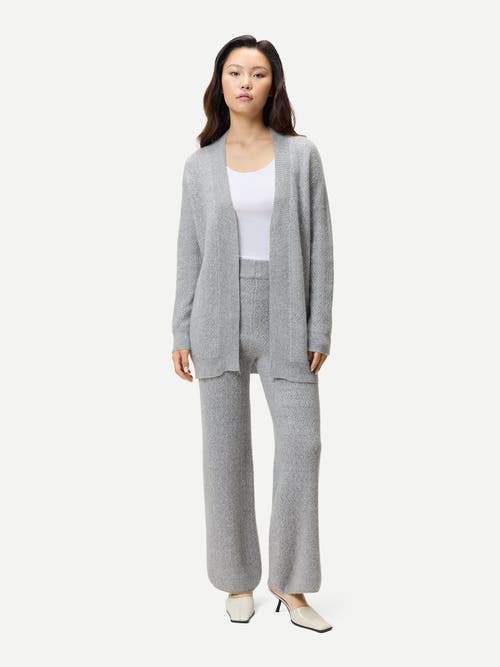 Gobi Cashmere Wide-leg Ajour Knit Cashmere Pants In Gray