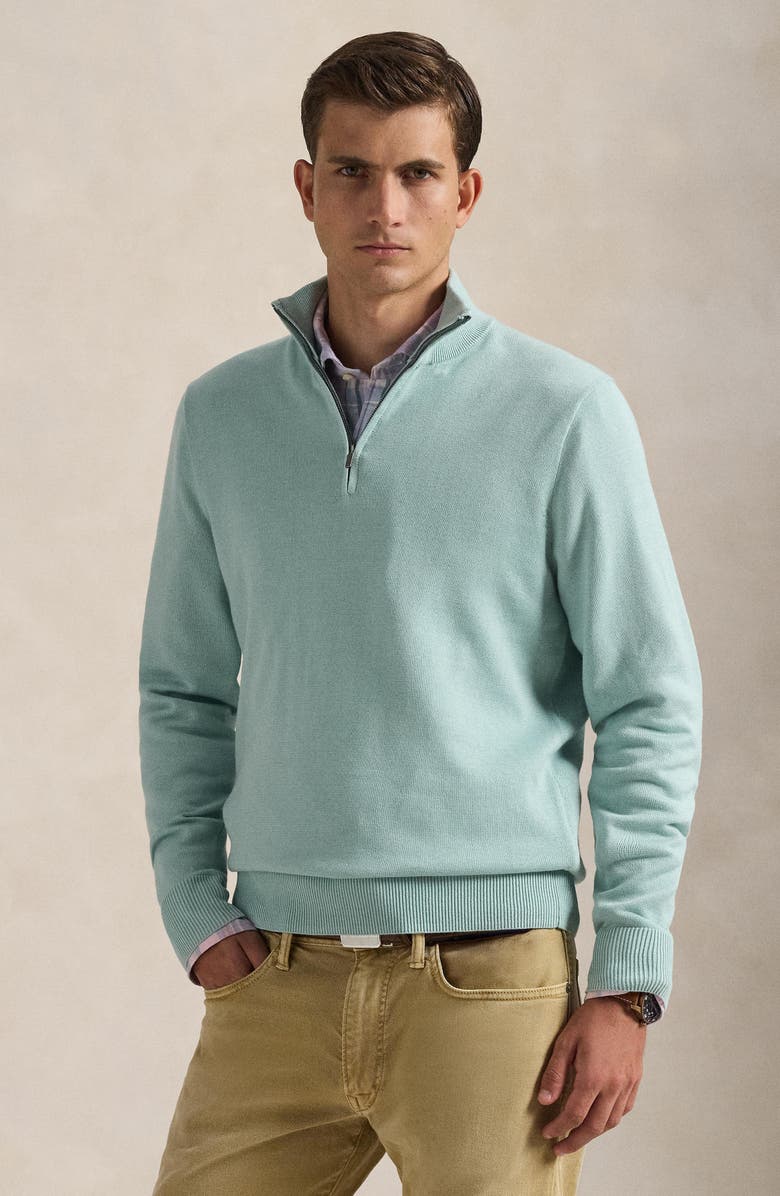 Polo Ralph Lauren Quarter Zip Cotton Sweater, Alternate, color, Pale Blue