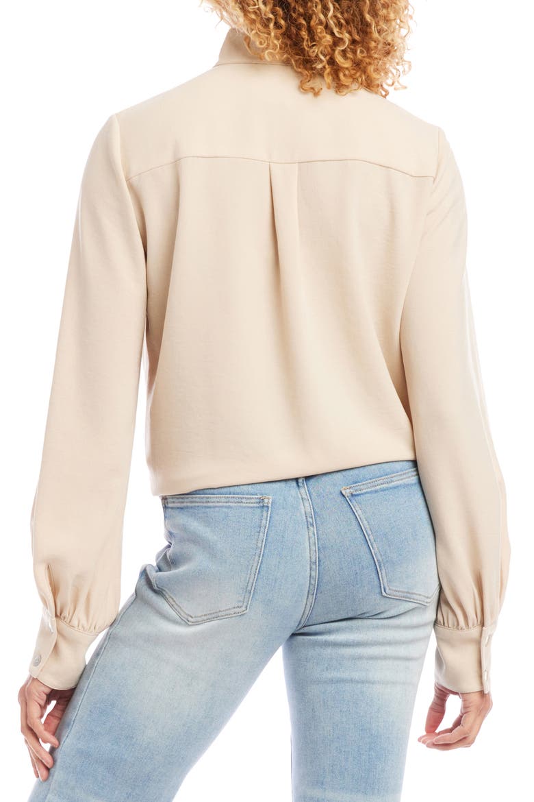 Tie Front Crepe Top, Alternate, color, SAND