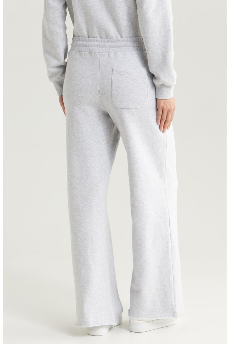Cloud Nine Wide Leg Cotton Blend Fleece Drawstring Pants, Alternate, color, HEATHER GREY