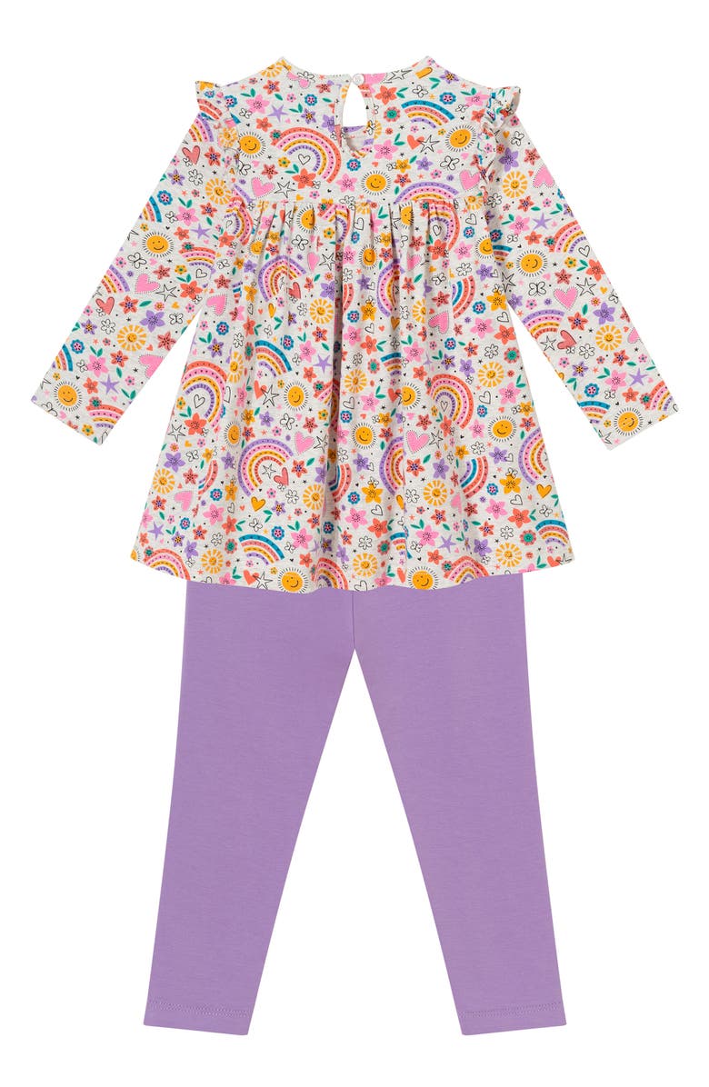 Andy & Evan Rainbow Print Cotton Top & Leggings Set, Alternate, color, 