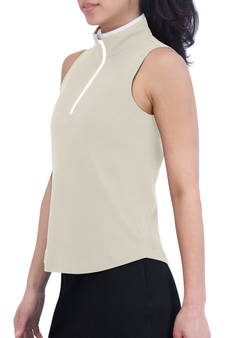 Essential Piqué Collared Sleeveless Top, Alternate, color, BEIGE