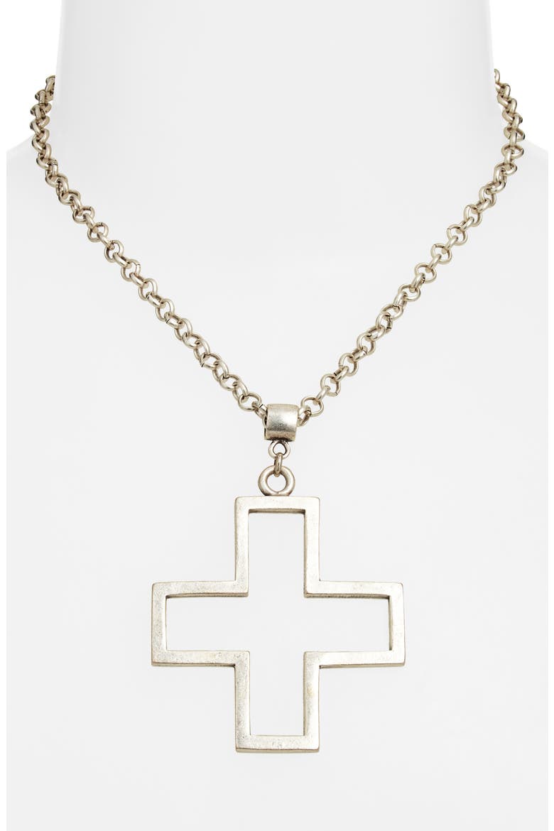 Madonna Cross Necklace, Alternate, color, SILVER