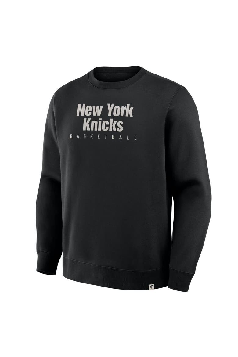Men's Fanatics Black New York Knicks Crossover Collection Defensive Rotation Drill Premium Pullover Sweatshirt, Alternate, color, Black