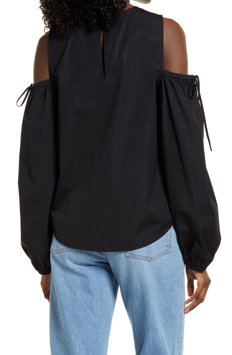 Open Edit Cold Shoulder Cotton Poplin Shirt, Alternate, color,