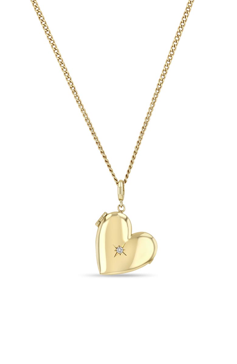 Zoë Chicco Diamond Heart Locket Necklace, Main, color, 14K Yellow Gold