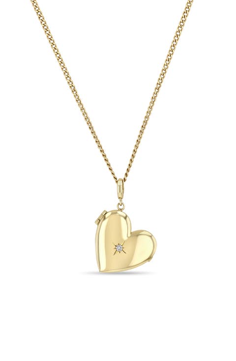 Diamond Heart Locket Necklace
