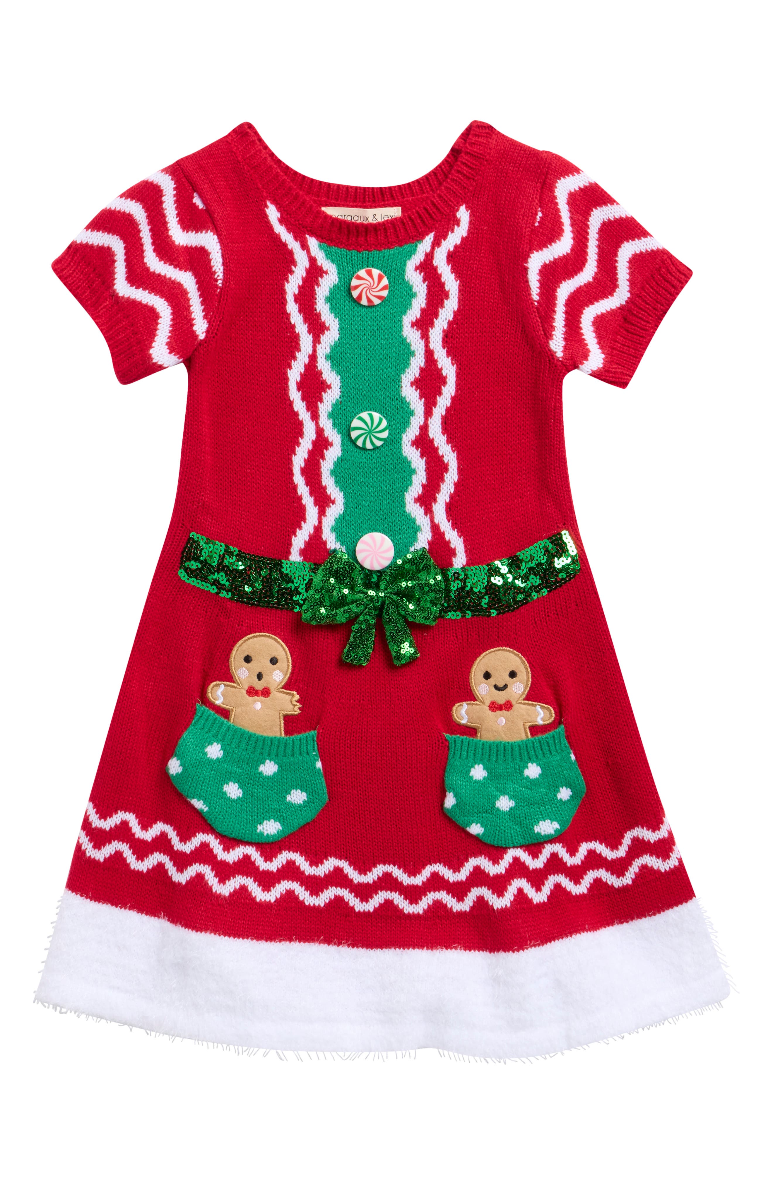 MARGAUX AND LEXI Kids' Gingerbread Pocket Sweater Dress