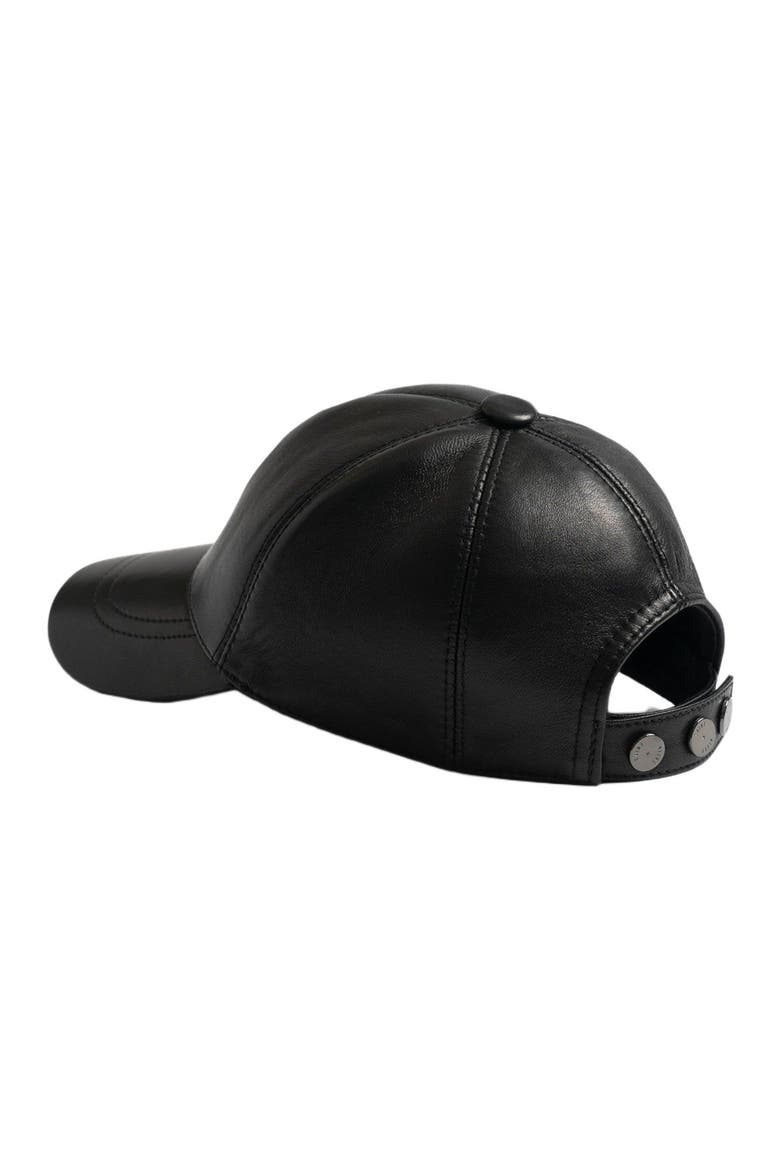 Avalon Leather Baseball Cap, Alternate, color, Black