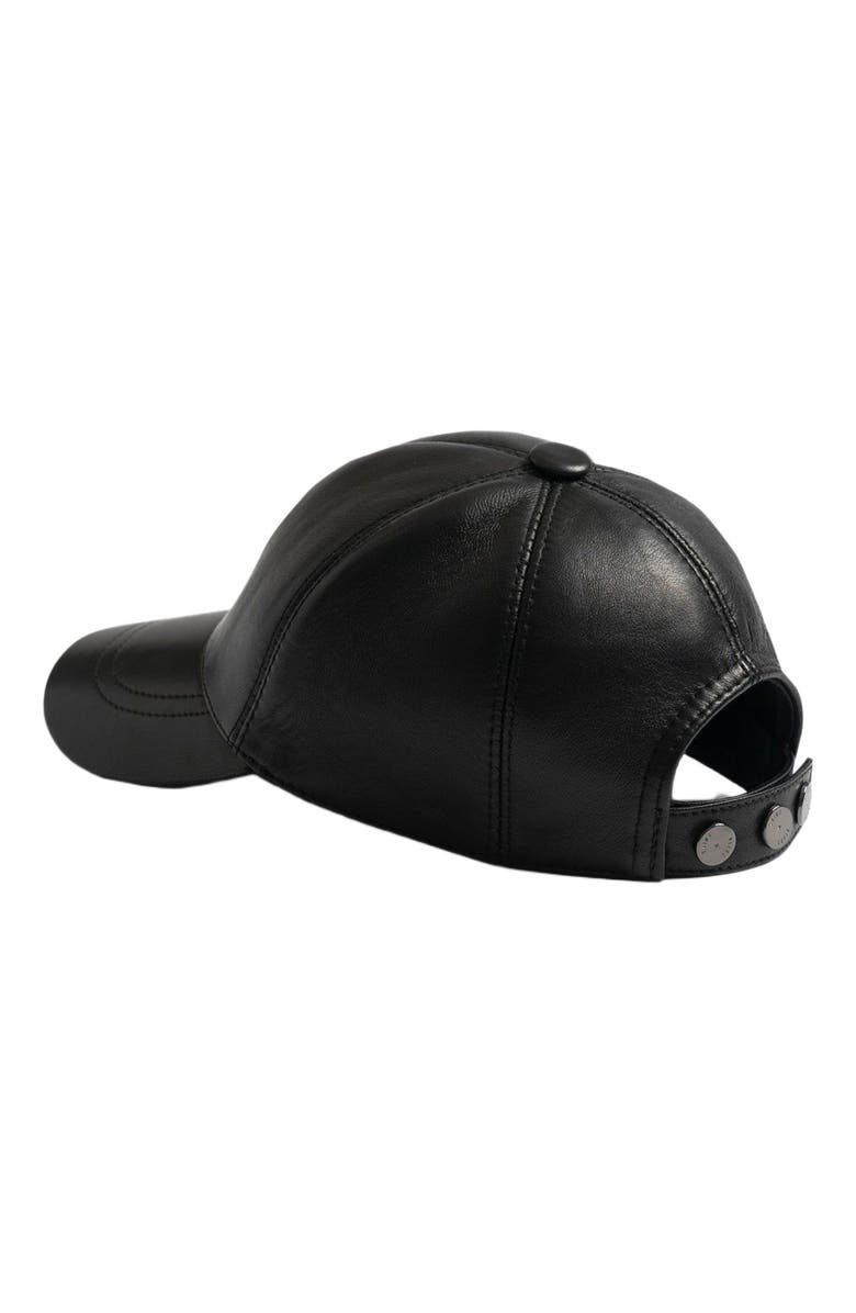 Saint + Sofia Avalon Leather Baseball Cap, Alternate, color, Black