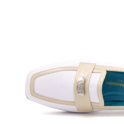 Valentina Rangoni Briseide Flat Loafer With Logo Bit In White/beige