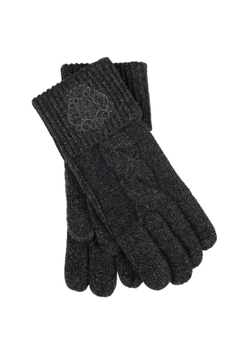 metallic direct embroidery glove, Main, color, onyx heather