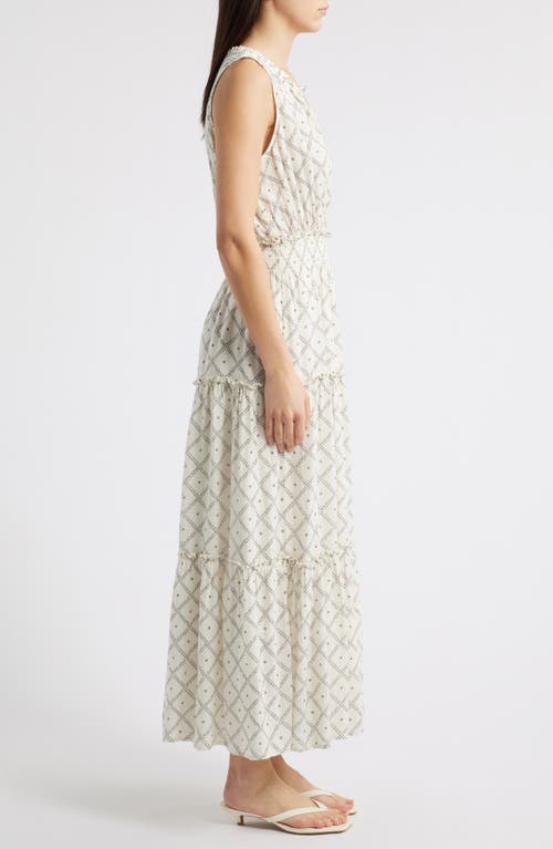 Rails Loulou Diamond Print Sleeveless Linen Blend Maxi Dress In Ivory Zanzibar