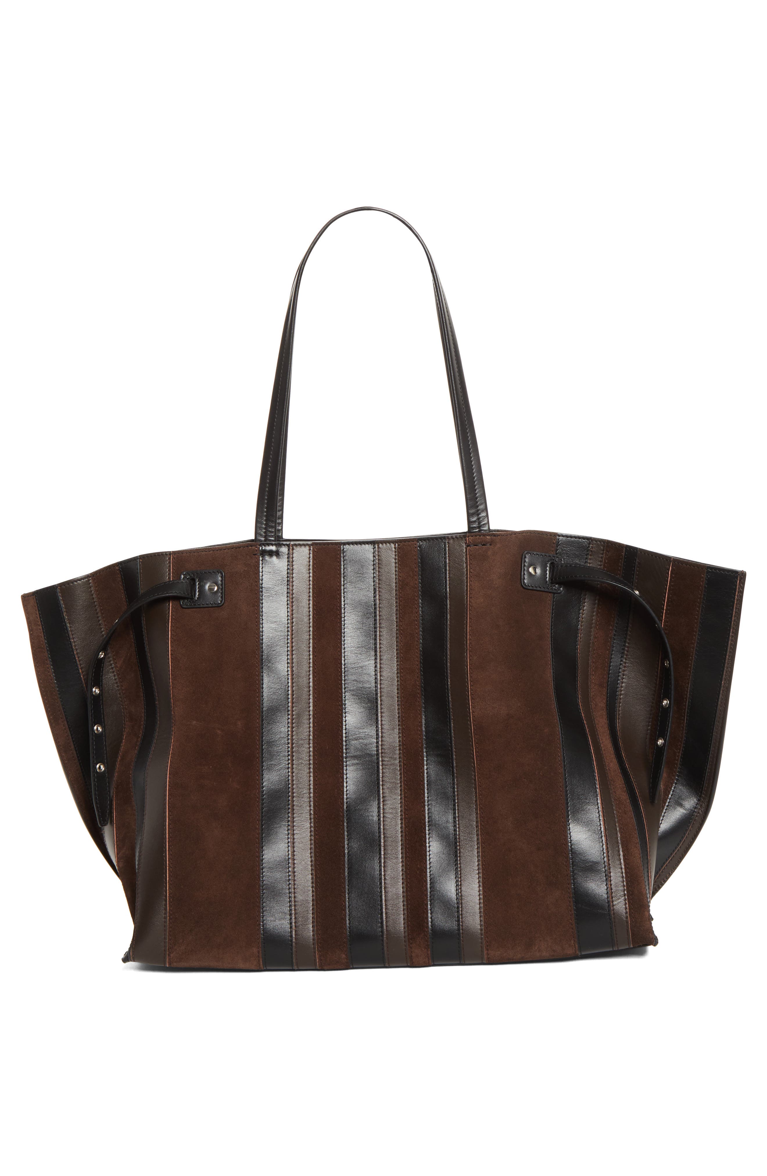 Days Striped Leather Tote, Alternate, color, BLACK/ ESPRESSO