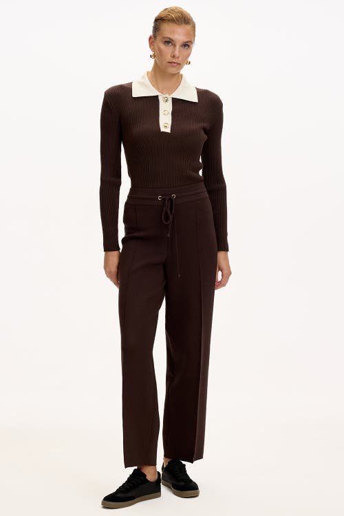 Exquise Drawstring Knitted Trousers In Brown