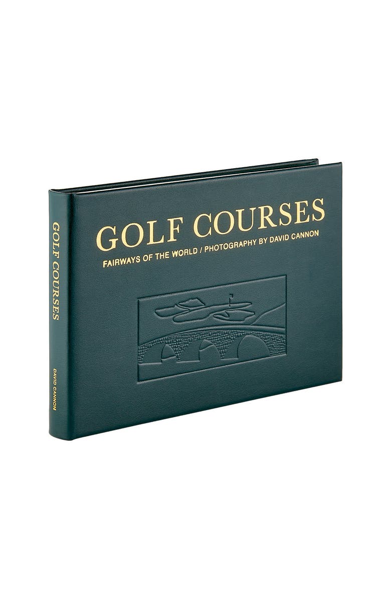 Graphic Image Golf Courses Leather Coffee Table Book, Alternate, color, Green