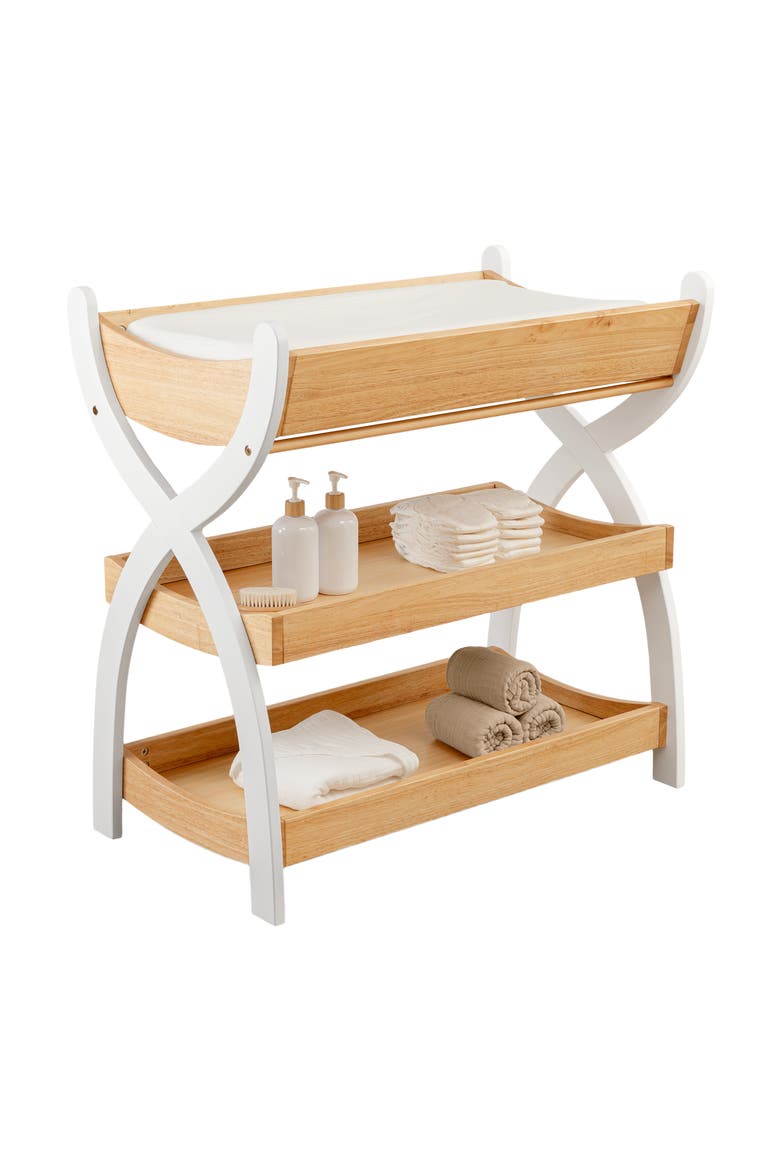 Baby Changing Table, Main, color, Natural Wood With White Legs
