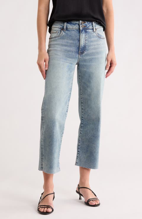 Lucy High Waist Crop Wide Leg Jeans (Snowdrop)