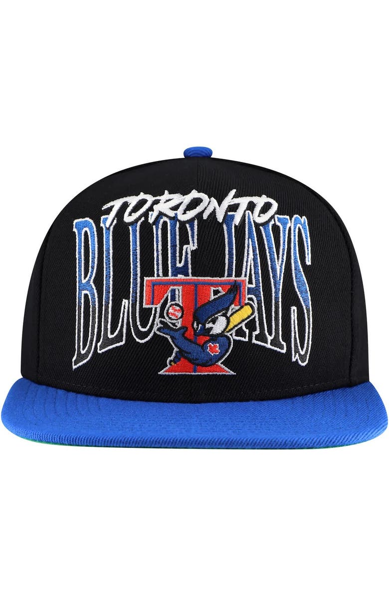 Mitchell & Ness Men's Mitchell & Ness Black Toronto Blue Jays Rise Up Snapback Hat, Alternate, color, 