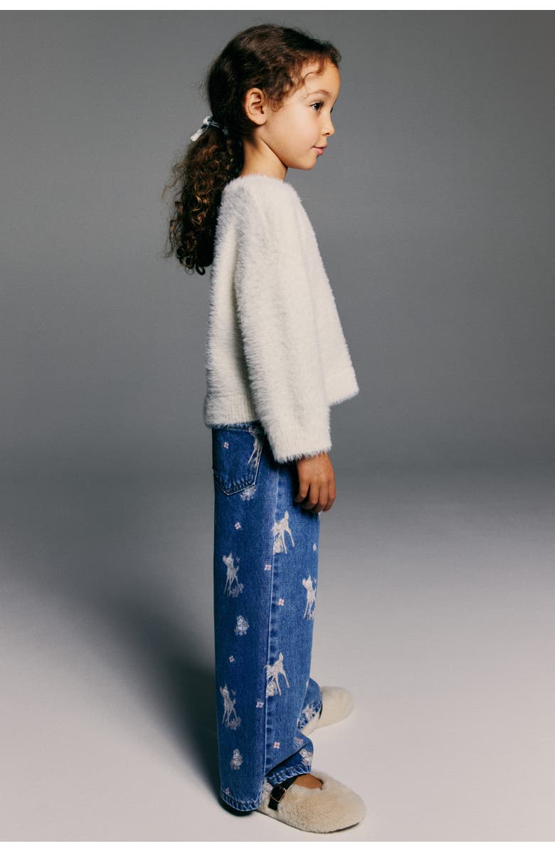 H&M Printed Wide Leg Jeans, Alternate, color, Denim Blue/Bambi