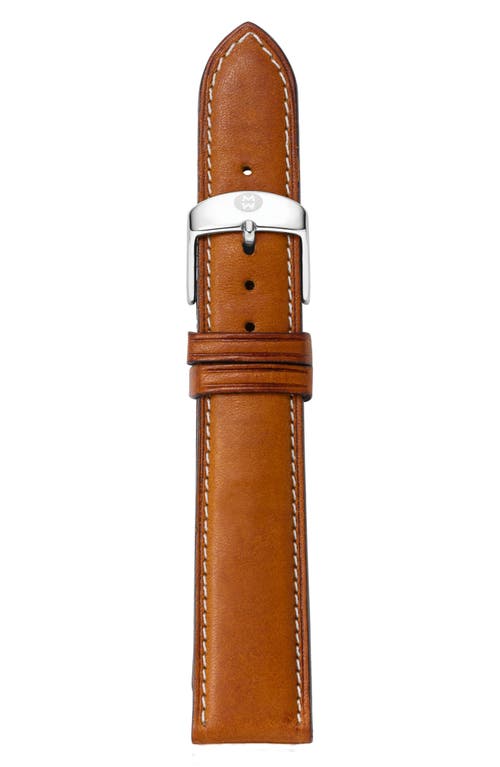 MICHELE 18mm Leather Watch Strap in Saddle at Nordstrom