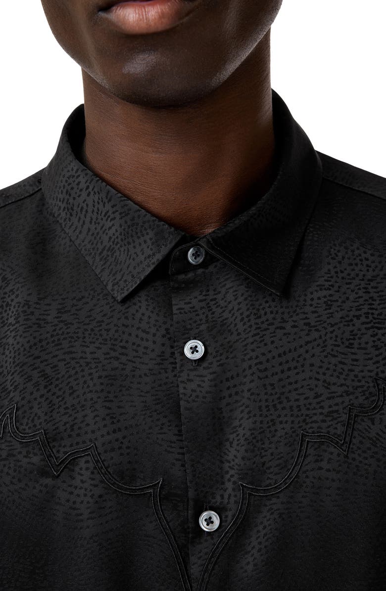 John Varvatos Bodie Short Sleeve Button-Up Shirt, Alternate, color, Black