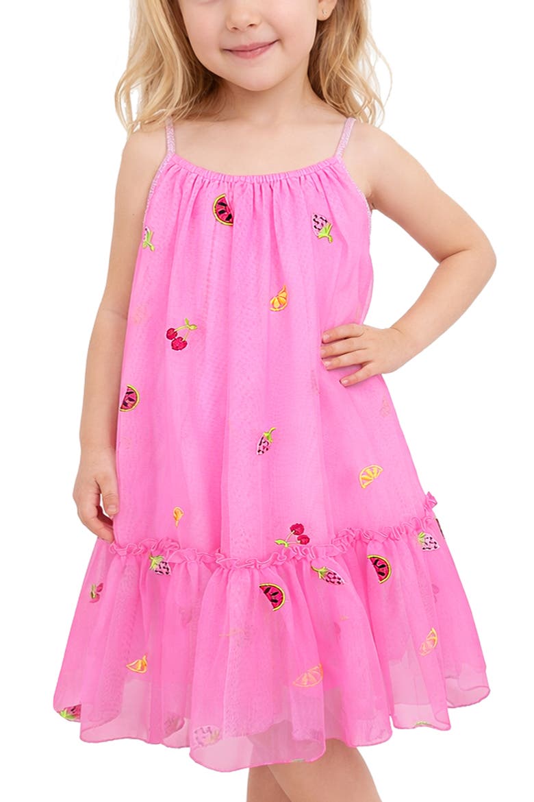 Kids' Fruit Embroidered Fluffy Dress, Alternate, color, PINK