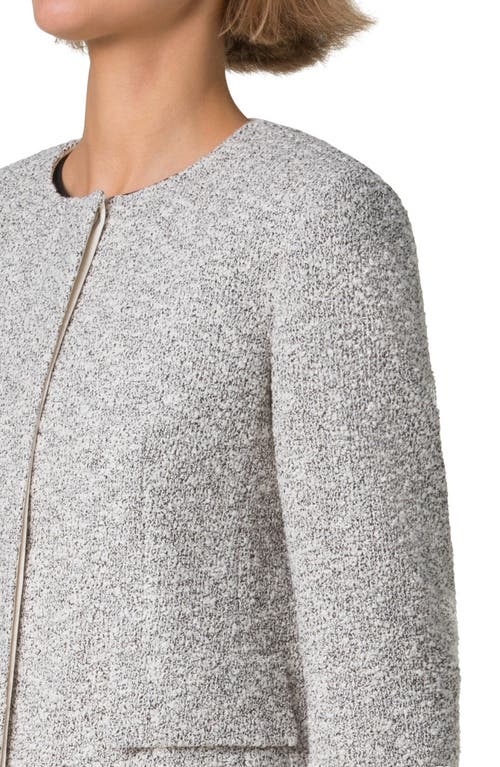 Akris Adriana Cotton Blend Bouclé Crop Jacket In Ecru-black