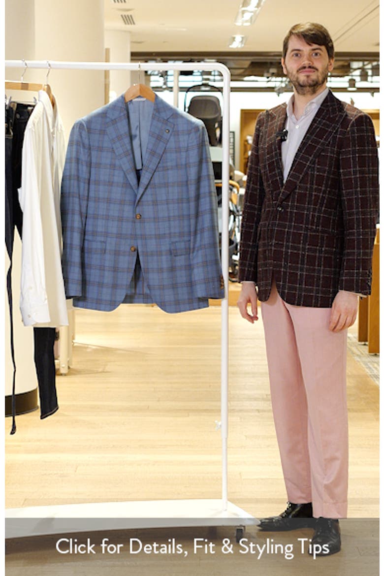 Midland Contemporary Fit Light Blue Plaid Super 120s Wool Sport Coat video
