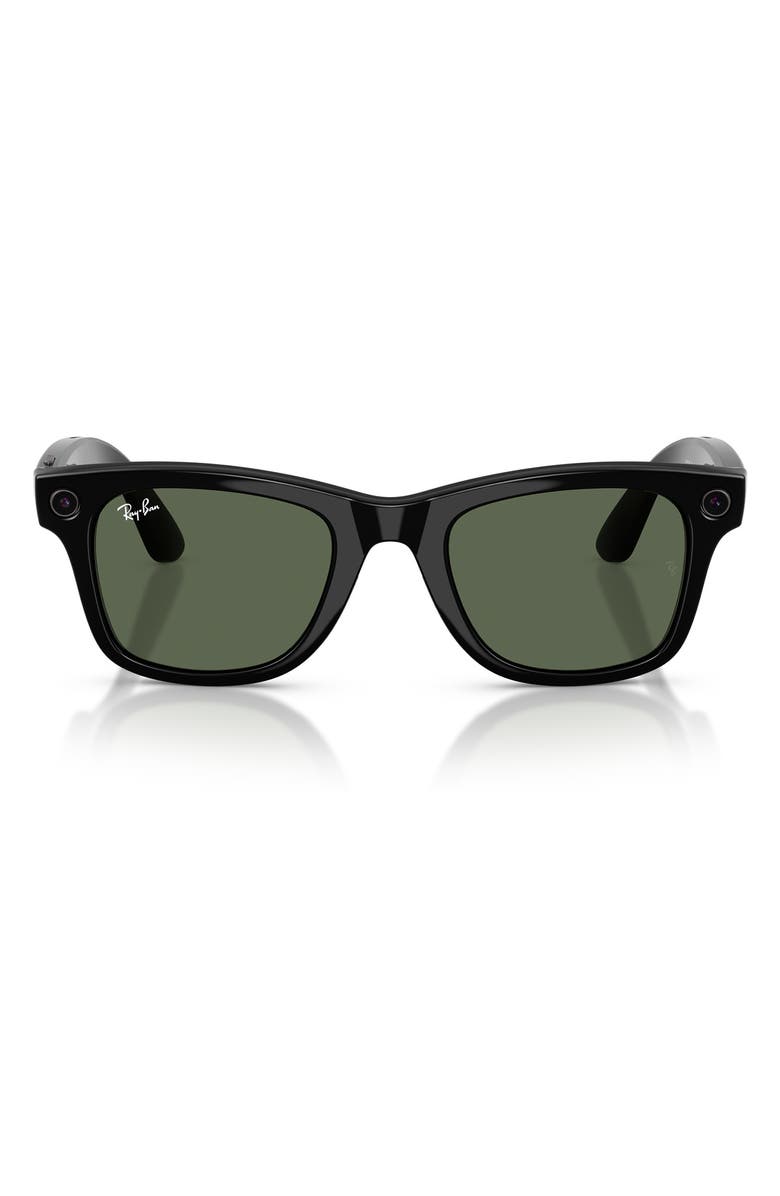 Ray-Ban Meta Wayfarer Gen 2 50mm Square AI Sunglasses, Main, color, Shiny Black / Green