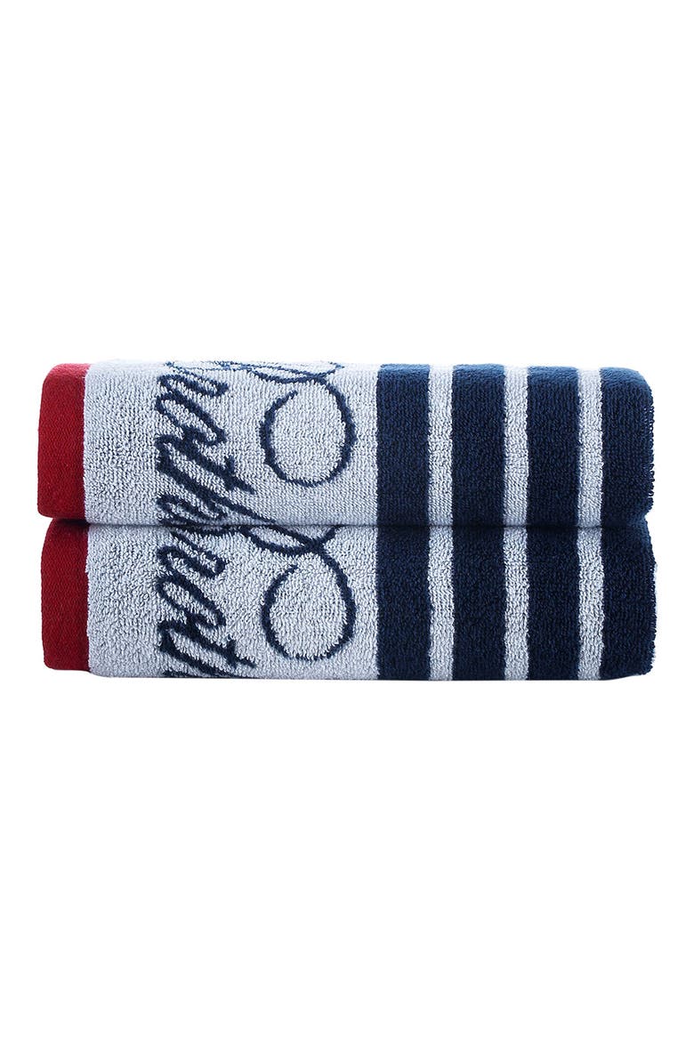 Nautical Blanket Stripe 2-Pack Turkish Cotton Bath Sheets, Main, color, WHITE
