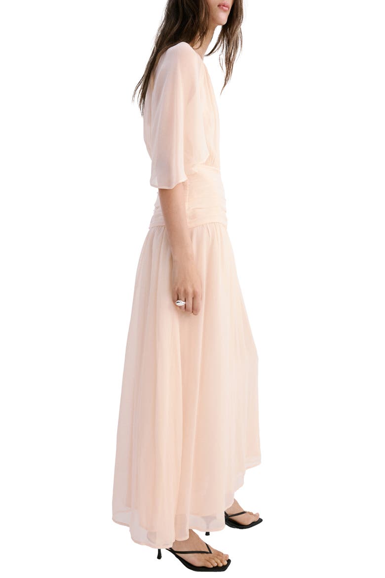 Ruched Chiffon Midi Dress, Alternate, color, PALE PINK