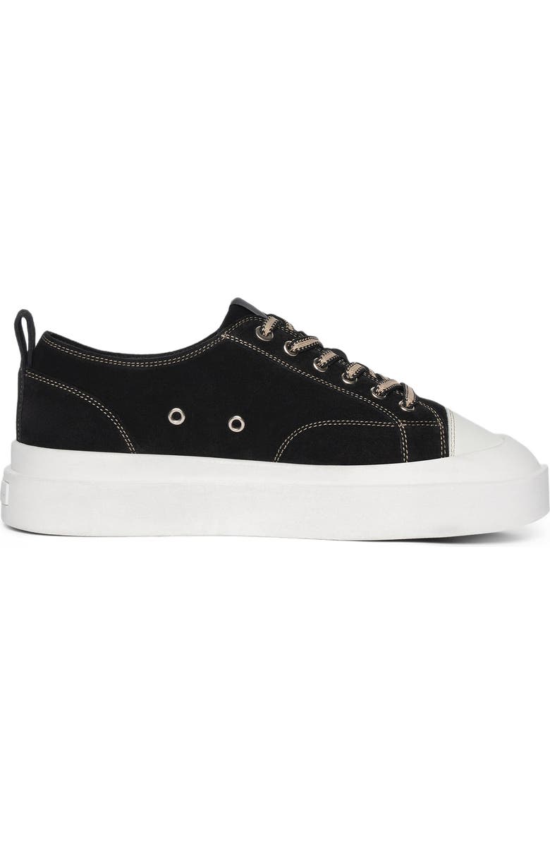 Manière De Voir Vienna Suede Contrast Stitch Sneaker, Main, color, Black