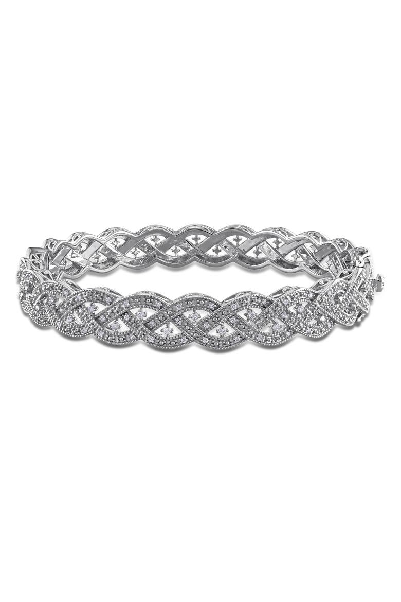 Lab-Grown Diamond Braided Bangle, Main, color, Sterling silver