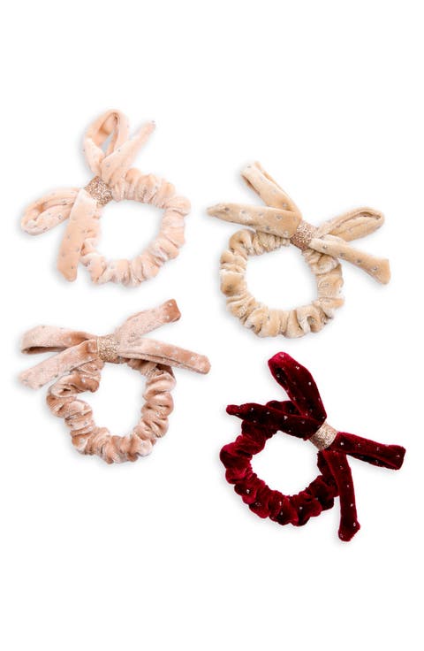 4-Pack Assorted Velvet Bow Scrunchies