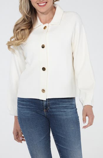 Rain And Rose Button Front Jacket In Ivory