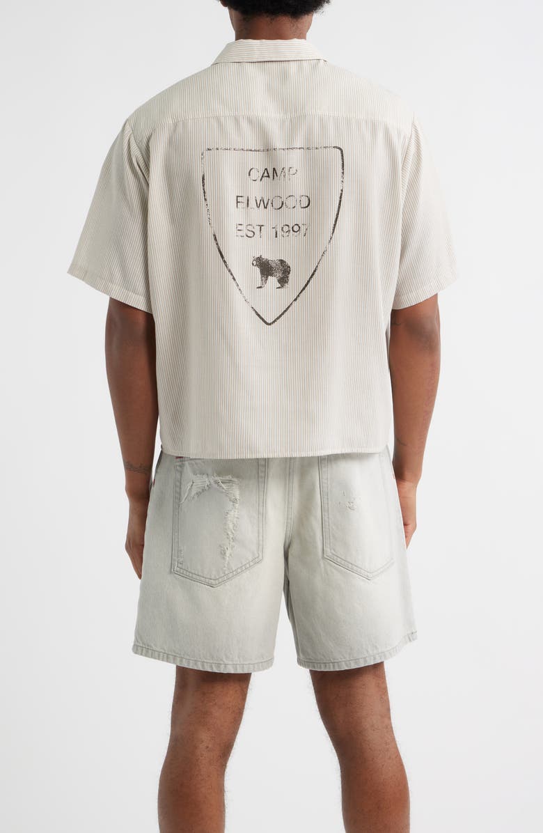 Elwood Banquet Oversize Stripe Short Sleeve Button-Up Shirt, Alternate, color, Cream Stripe