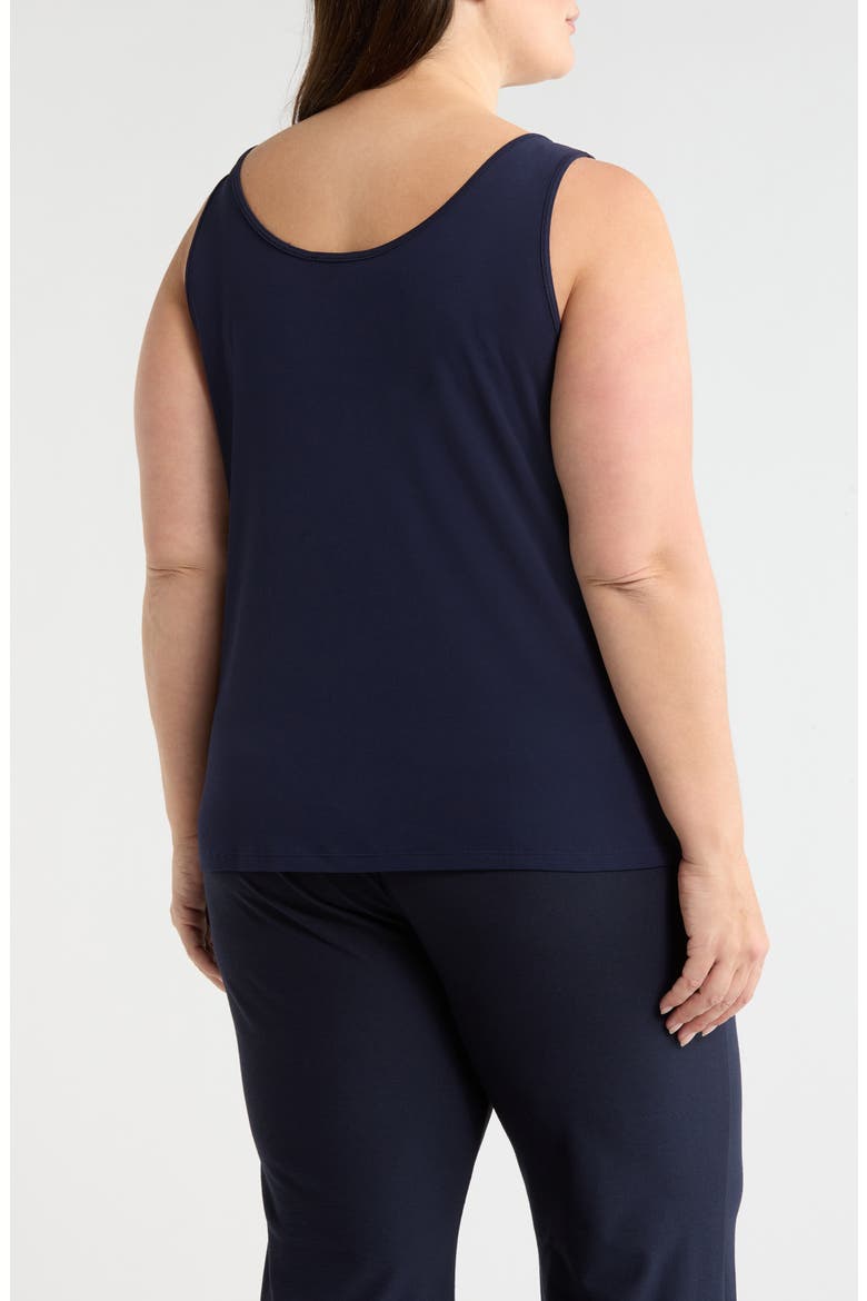 Slim Fit Scoop Neck Silk Tank, Alternate, color, INK