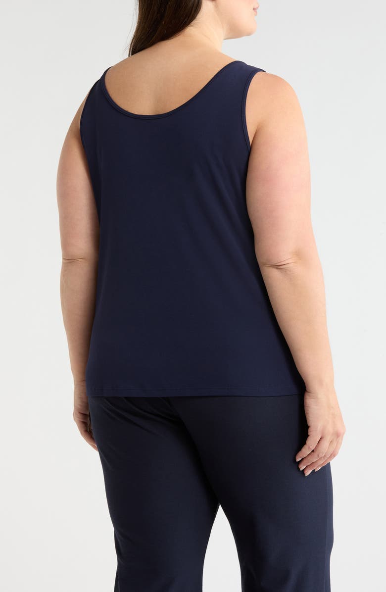 Eileen Fisher Slim Fit Scoop Neck Silk Tank, Alternate, color, Ink