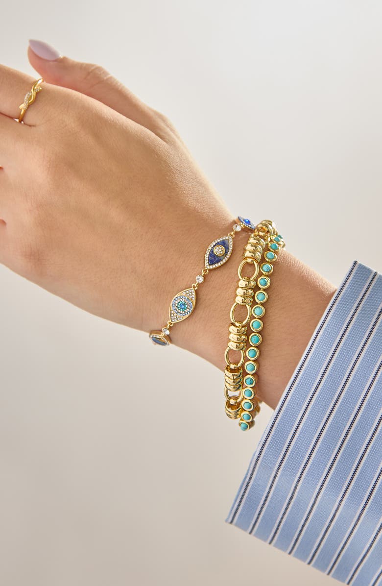 BaubleBar Alternating Evil Eye Bracelet, Alternate, color, Blue