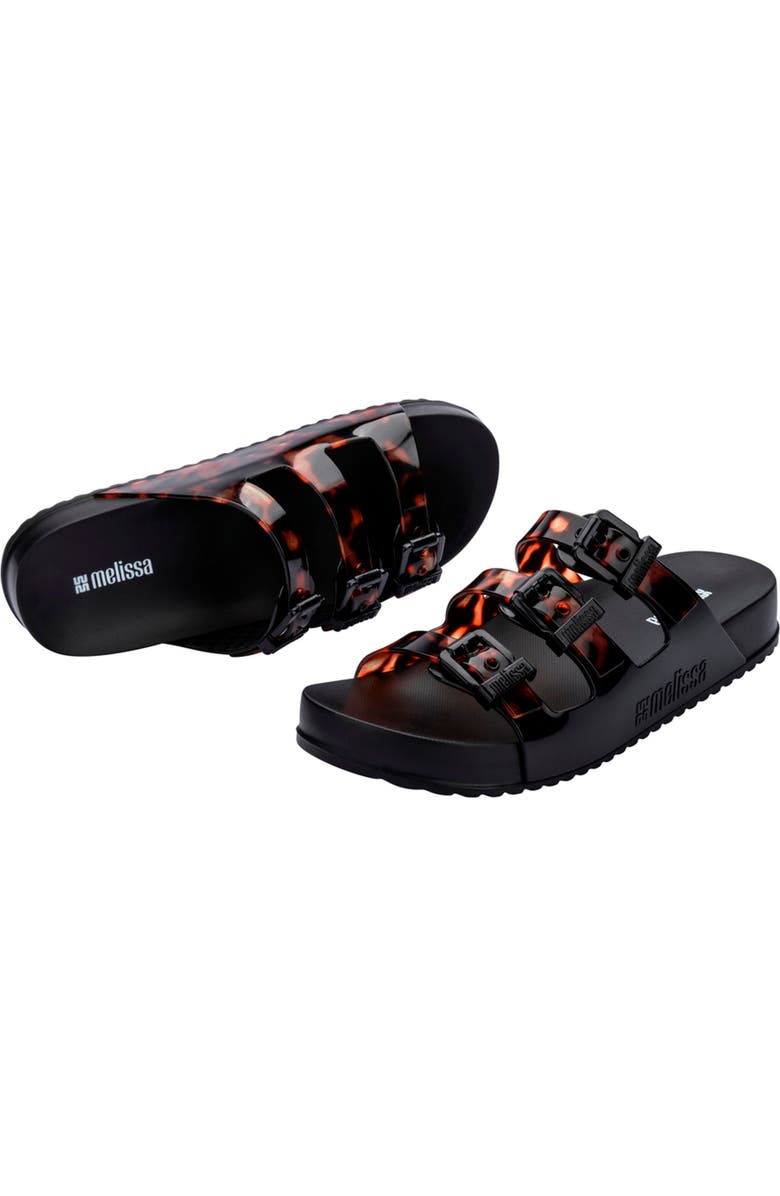 Melissa Cozy Stripes Platform Slide Sandal, Alternate, color, Black/ Clear Tortoise