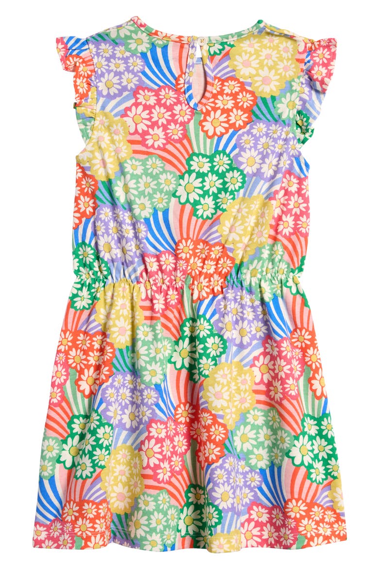Kids' Floral Ruffle Shoulder Cotton Jersey Dress, Alternate, color, MULTI RAINBOW DAISIES