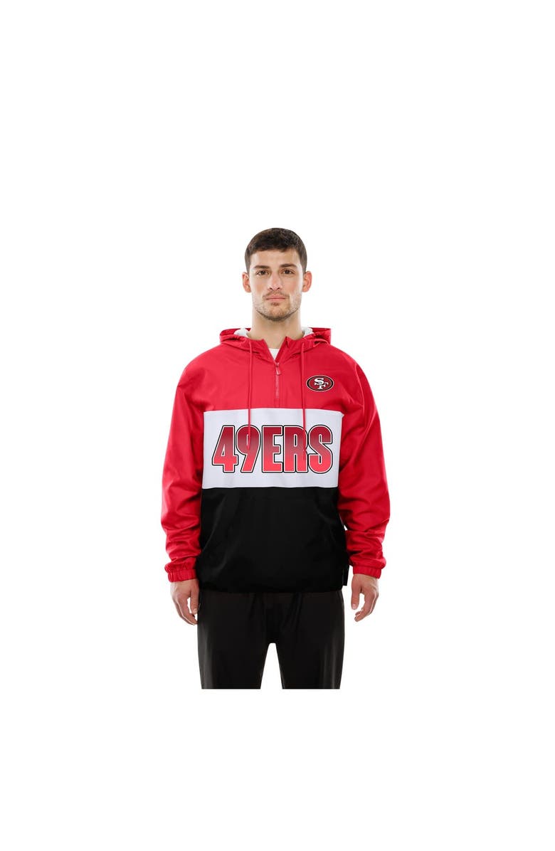 New Era Men's New Era Scarlet San Francisco 49ers Ripstop Quarter-Zip Hooded Windbreaker, Alternate, color, Scarlet