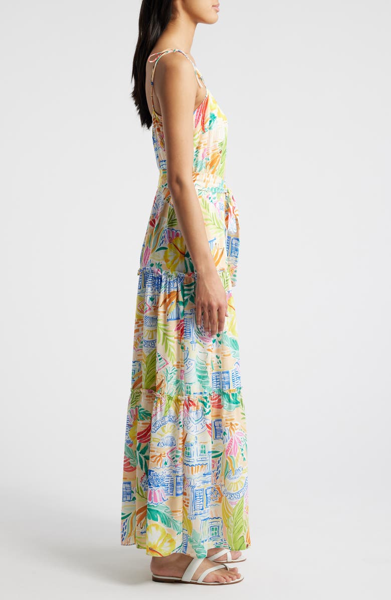 Julia Jordan Mixed Print Tiered Maxi Dress, Alternate, color, Ivory Multi