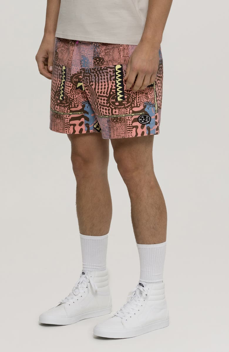 Maui & Sons Madras Rad Cotton Drawstring Shorts, Alternate, color,