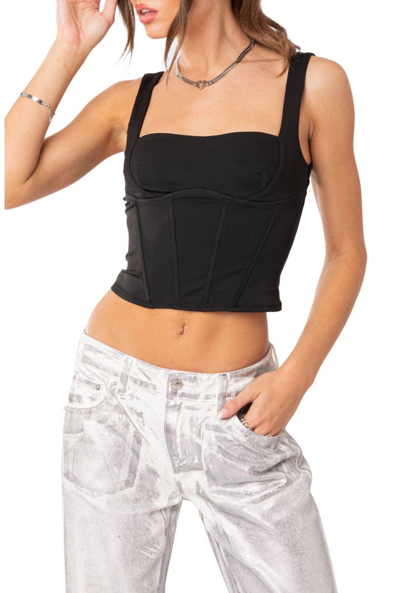 Corset Crop Top, Main, color, BLACK