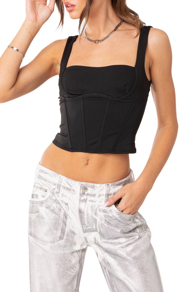 EDIKTED Corset Crop Top, Main, color, 