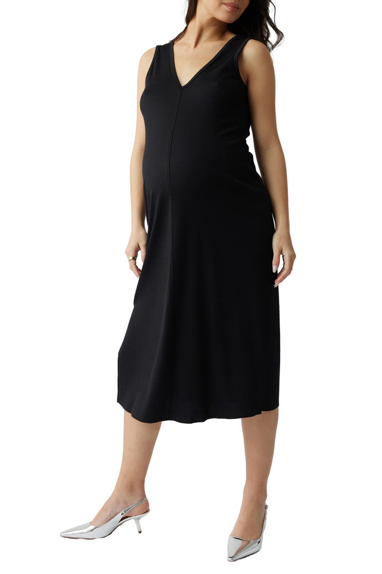 Ingrid & Isabel® Everywhere Midi Column Maternity Dress, Main, color, BLACK